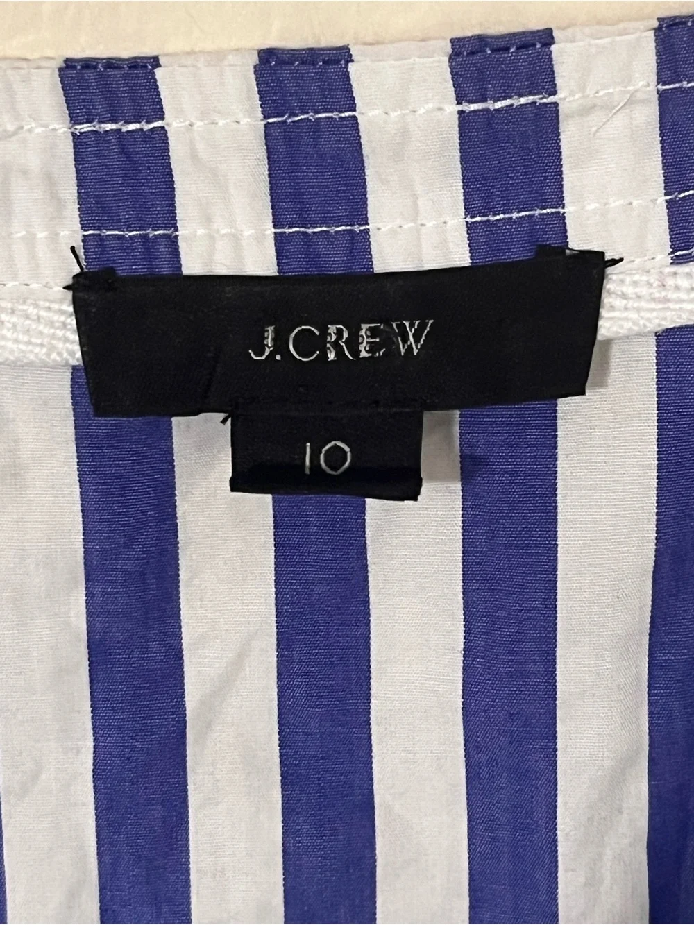 J. Crew Blue and White Striped Tie-Waist Mini Dress